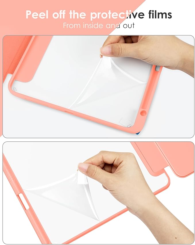 VIKESI for iPad Pro 11 Inch 4th/3rd/2nd/1st Generation Case, iPad Air 11-inch / 5th / 4th Generation Case with Clear Back,Pencil Holder,Auto Sleep/Wake,Camera Protection,Spanish Pink
