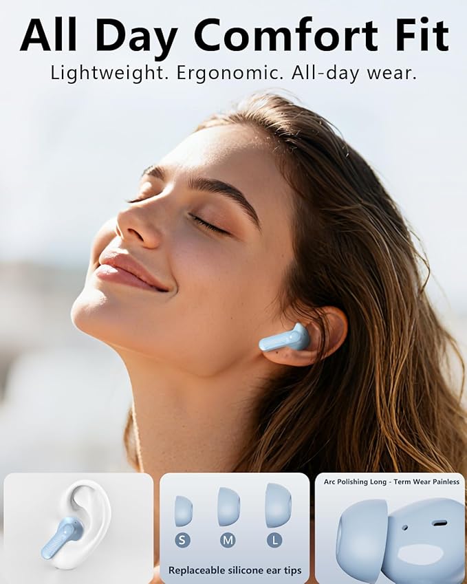 Wireless Earbuds with Active Noise Cancelling,140-Hour Long Battery Life Bluetooth 5.4 Ear Buds,Multi-Device Pairing,Enhanced Clear Call,Deep Bass Stereo Headphone,in-Ear Earphones