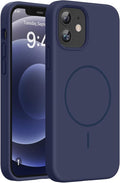 Miracase Magnetic for iPhone 12 Case/iPhone 12 Pro Case, [Soft Anti-Scratch Microfiber Lining], Compatible with MagSafe, Liquid Silicone Shockproof Drop Protection Phone Case for 12/12 Pro,Dark Blue