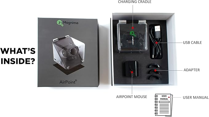 Ring - Black Wearable Wireless Mouse and Air Gesture Presenter - 3D Wireless Ring Mouse for Gamers