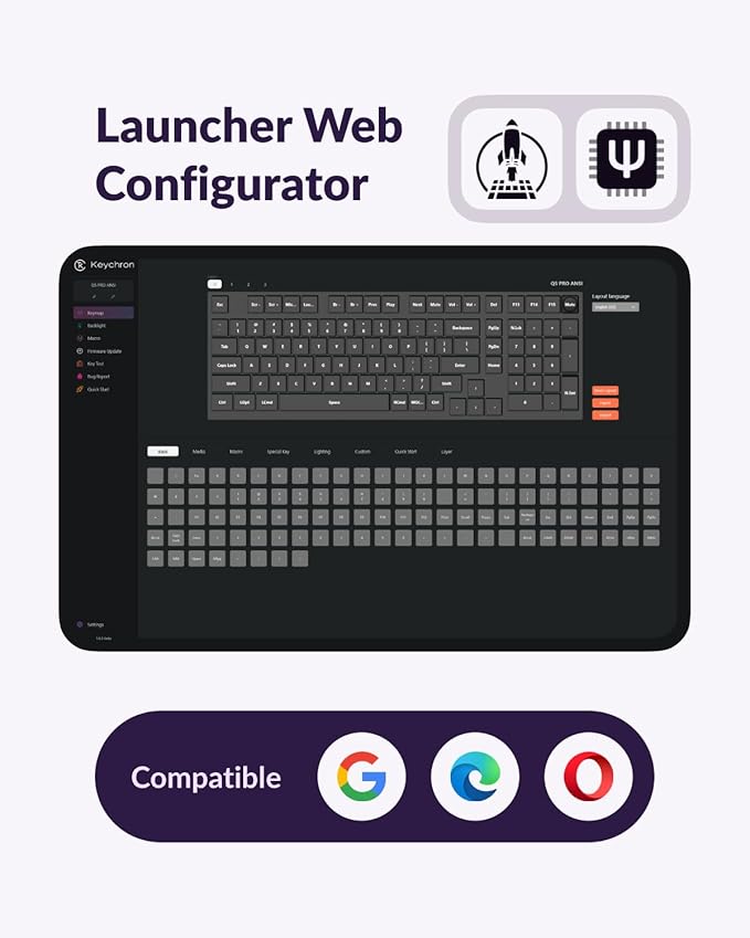 Keychron Q5 Pro Wireless QMK/VIA Mechanical Keyboard, Full Customizable 96% Layout with Programmable Knob, Hot-swappable K Pro Red Switch Compatible with Mac Windows Linux - Purple