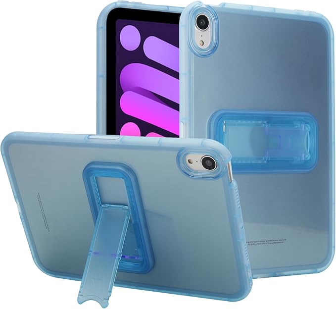 Slim Case for iPad mini 7 (A17 Pro) 2024/ Mini 6 8.3'', Built-in Kickstand Non-Slip Military Grade Drop Protection Rugged for iPad mini 7th 6th Generation,Blue