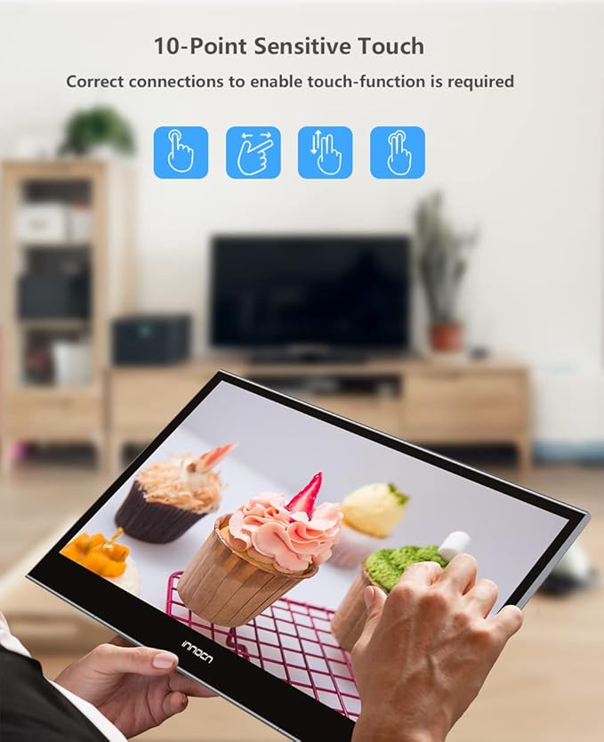 INNOCN 15.6" 4K Portable Monitor Touchscreen 3840 x 2160 USB C HDMI External Gaming Monitor Second Computer Screen Travel Portable Monitor for Laptop w/Kickstand