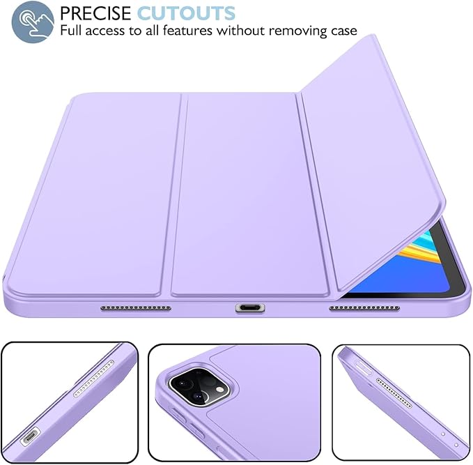 iMieet Case for iPad Pro 11 Inch (M5) 2025 /(M4) 2024 5th Gen, Trifold Stand Smart Cover with Pencil Holder and Soft TPU Back, Auto Wake/Sleep (Clove Purple)