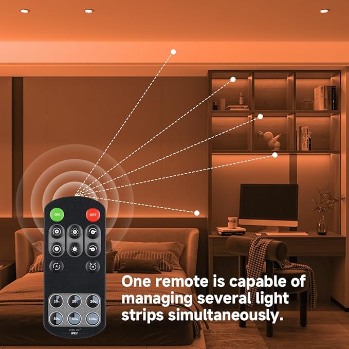 BTF-LIGHTING COB LED Strip Light 24V 16.4FT UL Listed, Orange Color Dimmable High Density Flexible Tape Light with RF Remote & ETL Power Adapter, Ultra Bright for Bedroom Kitchen Home Indoor Lighting