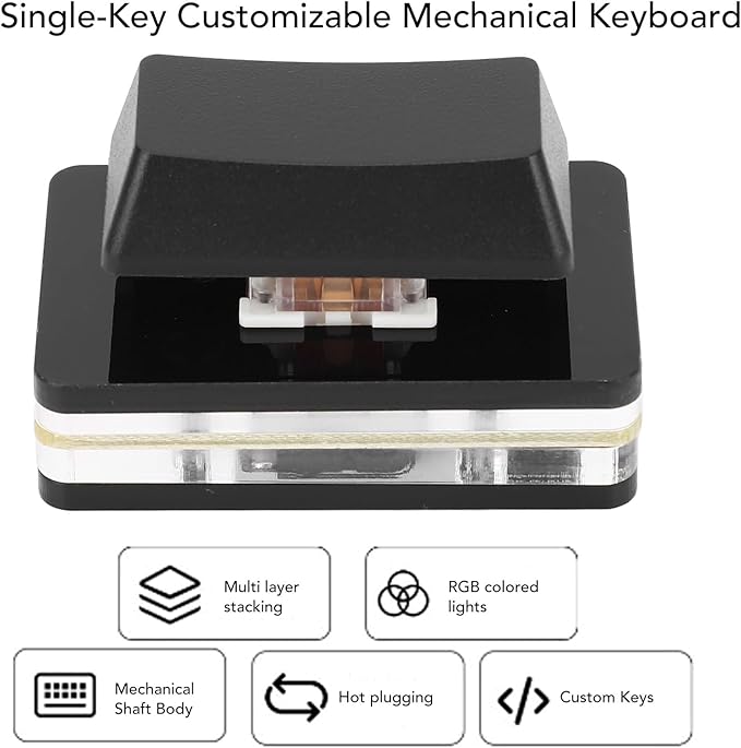 Zyyini USB Single But ton Keyboard, User Defined USB Buttons Single Keyboard, RGB Mechanical Red Switch keapd,Customize Programmable Macro Keyboard OSU Keypad One Key Control for PC