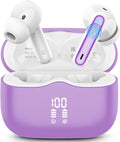 Wireless Earbuds, 2026 Bluetooth 5.4 Ear Buds in Ear with 4 ENC Noise Cancelling Mic, New Wireless Earphones HiFi Stereo Deep Bass 40H Playtime, In-Ear Bluetooth Earbuds LED Display IP7, Violet