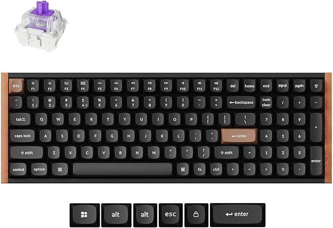 Keychron K4 HE QMK Wireless Gaming Custom Mechanical Keyboard, 2.4 GHz/Bluetooth/Wired 96% Layout Hot-Swappable Programmable RGB Backlit Gateron Magnetic Switches for Mac Windows, Wood Frame-Black