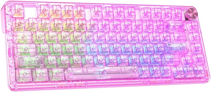 RisoPhy Mechanical Gaming Keyboard, Tri-Mode Bluetooth/Wireless/Wired, RGB Backlit Keyboards,81-Key Hot-Swappable Anti-Ghosting Compatible with Computer, PC/Mac(Pink)