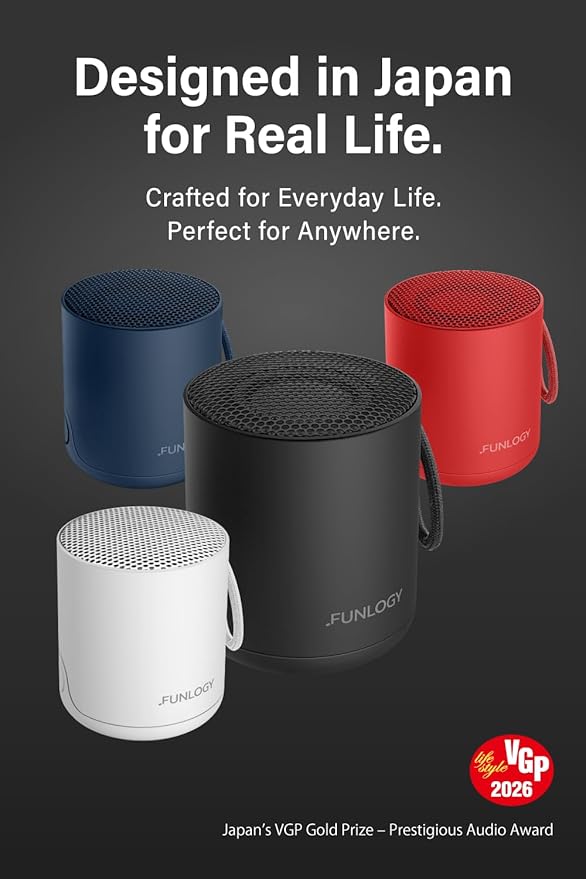 FUNLOGY Portable Mini2 Bluetooth Speaker, Wireless Portable Speaker with Deep Bass, IPX7 Waterproof, TWS Stereo Pairing, Built-in Mic, Small Speaker for Shower, Outdoor, Travel, Blue