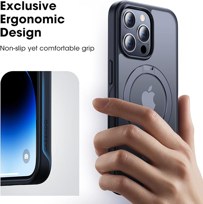 CASEKOO Designed for iPhone 14 Pro Max Case with Magnetic Invisible Stand [Military Drop Protection] [Compatible with MagSafe] Shockproof Slim Translucent Matte Promax Case 6.7", Black