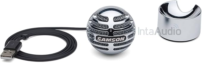 Samson Meteorite Ultra-Portable USB Condenser Microphone for Laptop – Plug & Play Mic for Zoom, Skype, YouTube & Working from Home – Magnetic Base & Mobile Compatible (Silver)
