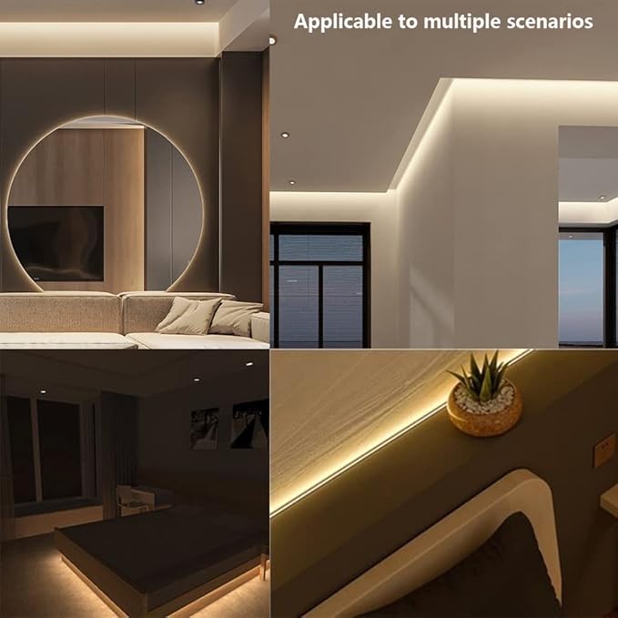 TOPAI 12V Thin 5mm COB LED Strip Light 4000K Natural White 16.4ft Bright 4000Lm CRI>90 Uniform Dotless 400LEDs/M Adhesive Flexible Cuttable LED Tape for DIY, Bedroom, Under Cabinet Lighting