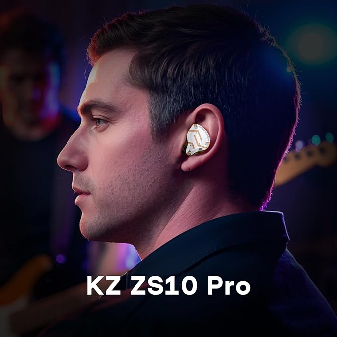 Linsoul KZ ZS10 Pro, 4BA+1DD 5 Driver in Ear Monitor, HiFi Wired Earbuds, Gaming Earbuds, Hybrid IEM Earphones with Stainless Steel Faceplate, Detachable Cable for Musician(with Mic, Glare Yellow)