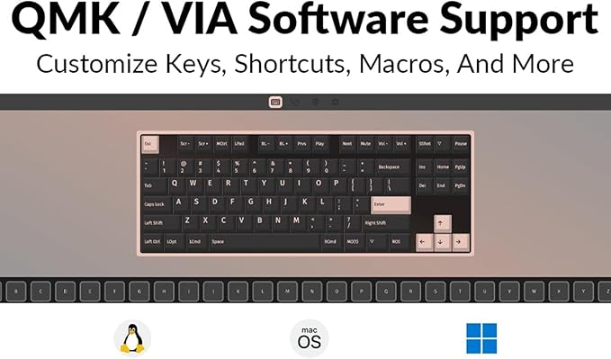 Keychron C3 Pro QMK/VIA Custom Mechanical Keyboard, Hot Swappable Programmable 87 Keys Compact TKL Layout Gasket Mount, RGB Backlight Wired Gaming Keyboard with Brown Switches for Mac/Windows/Linux