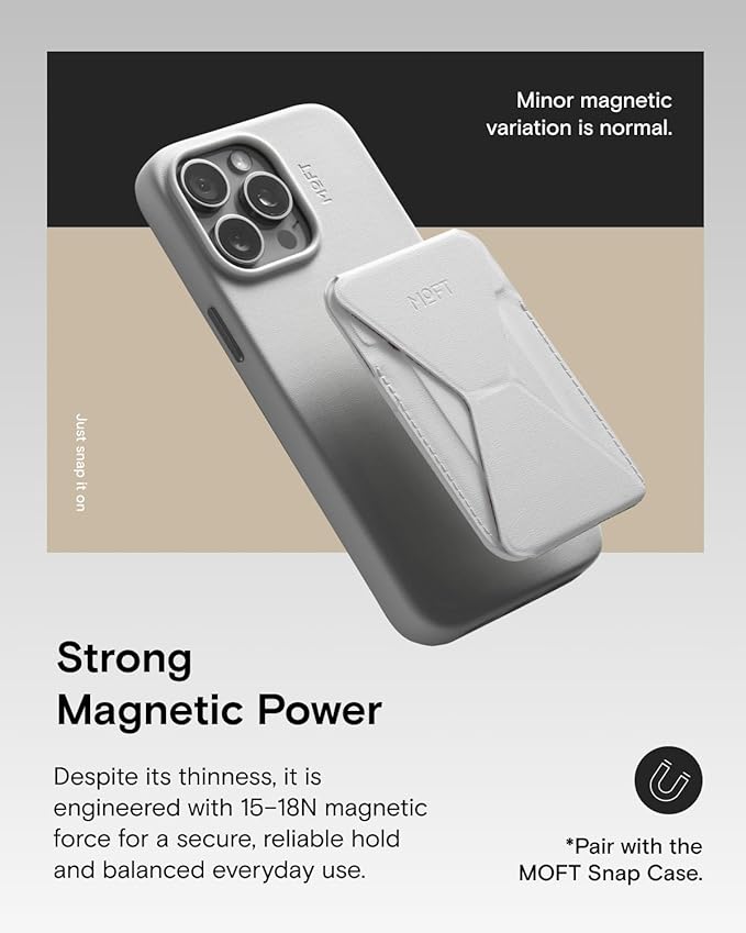 MOFT Magnetic Wallet Stand Compatible with iPhone 17/16/15/14/13/12 Series, Angle Adjustment & Magsafe Compatible MOVAS Phone Stand,Misty Cove