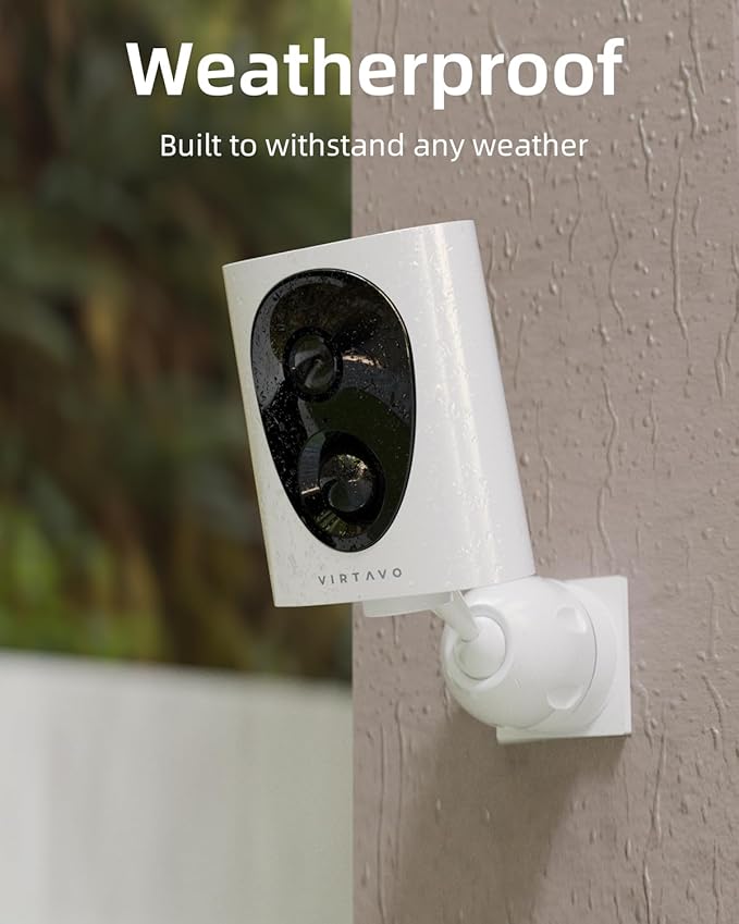 VIRTAVO VistaFlask 2K Security Cameras Wireless Outdoor, Battery Powered, AI Motion Detection, for Home Security, Starlight Lens for Colorful Night Vision, Weatherproof, Cloud/SD Storage 2Pack