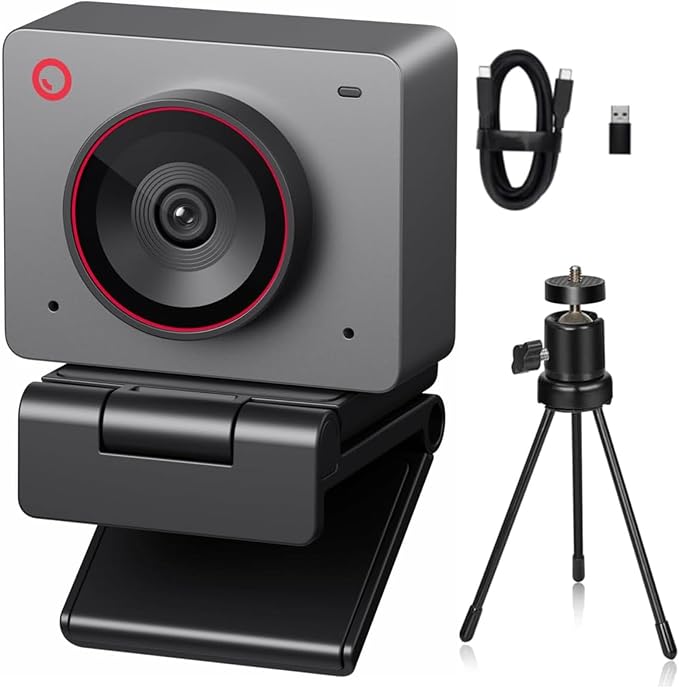 OBSBOT Meet 2 Ultra HD 4K Streaming Webcam, 1080p at 60 FPS, Video Conference Camera with AI Automatic Cropping, USB-C, Dual Noise Reducing Mics, Works with MS_Teams/Zoom- Gray