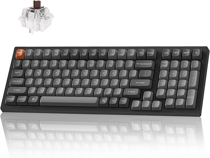 Keychron K4 Max Wireless Custom Mechanical Keyboard with Number Pad, QMK Programmable 100 Keys RGB Backlight, Bluetooth/2.4 GHz/Wired PBT Keycaps Compatible with Mac Windows Linux