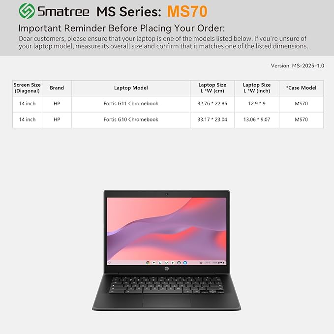 Smatree MS70 Hard EVA Protective Sleeve with Stand Compatible for 14 inch HP Fortis G11 Chromebook, 14 inch HP Fortis G10 Chromebook Laptop, Waterproof and Anti-Shock Bag,White