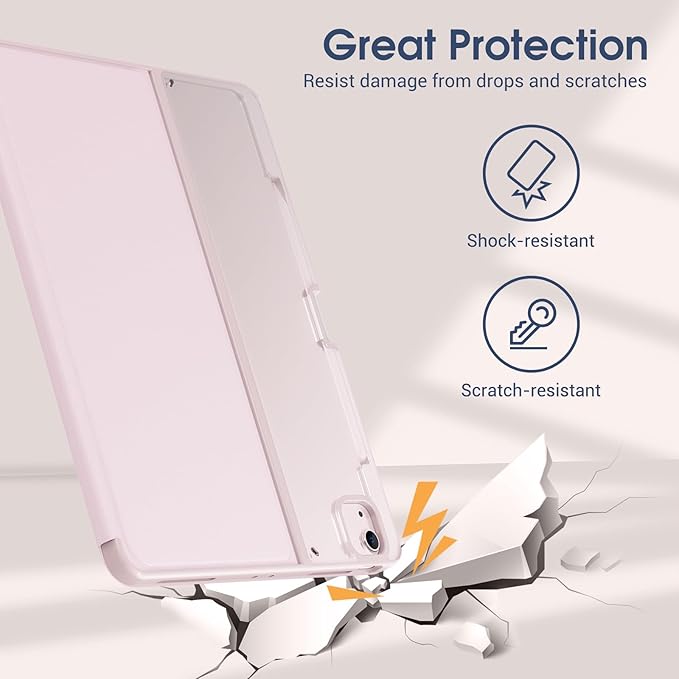 ProCase for iPad Air 13 Inch Case (2026/2025/2024) M4/M3/M2 & iPad Pro 12.9 inch 6th/5th/4th/3rd 2022/2021/2020/2018; Protective Folio Shockproof Case with Pencil Holder -Pink