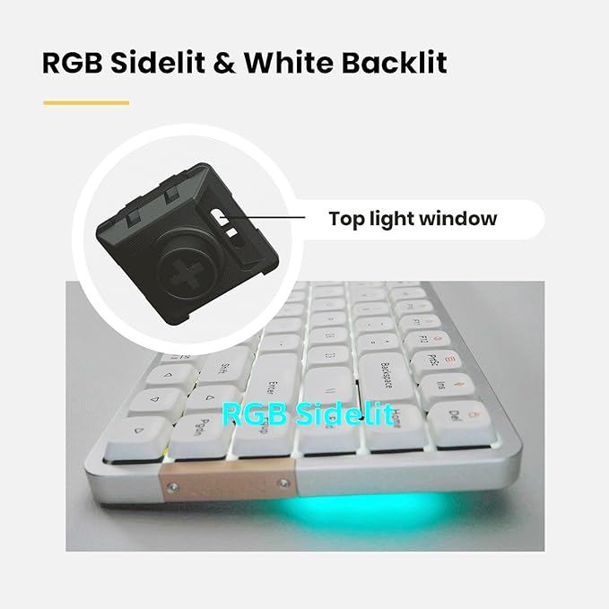 LOFREE Flow84 Low Profile Mechanical Keyboard, 75 Percent Rechargeable Wireless Keyboards with Bluetooth and Wired Connection for Windows, Mac OS/White Ghost Linear Switches