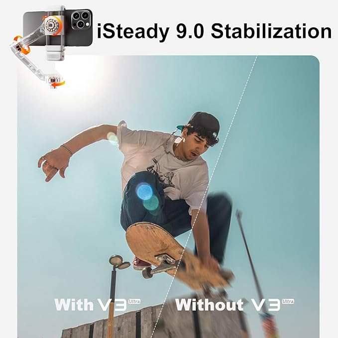 Hohem iSteady V3 Ultra Gimbal Stabilizer for iPhone Android Smartphone,Phone Gimbal with AI Tracking,Fill Light,Detachable Touchscreen Remote,Phone Stabilizer for Video Recording,YouTube TikTok Travel