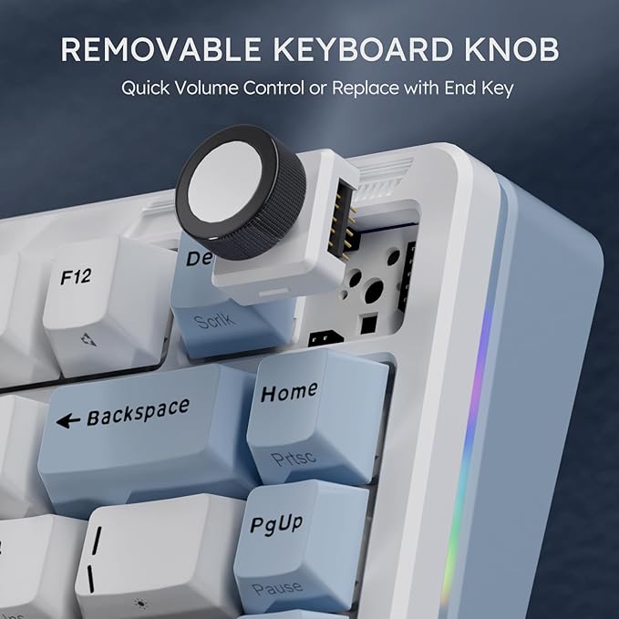iLovBee B75 Wireless Mechanical Keyboard, Creamy 75% Percent RGB Gaming Keyboard with Knob, Bluetooth/2.4GHz/USB Wired Hot Swappable Keyboards, Gasket Mounted PBT Keycaps, Pre-Lubed Linear Switches