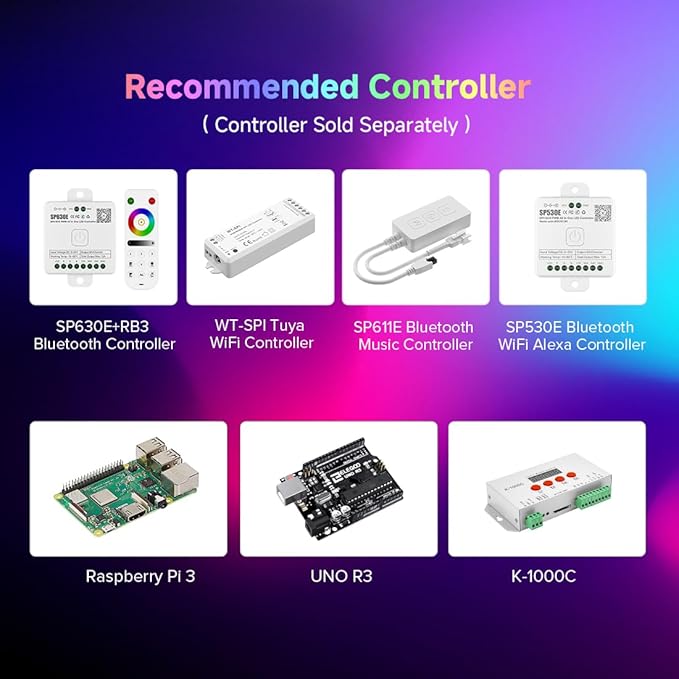 BTF-LIGHTING FCOB IP66 WS2811 IC RGB COB LED Strip 864LED/m Flexible High Density Color Chasing Uniform Light DC24V 9.8FT 24IC/m 12mm Width for Lighting Projects(No Adapter or Controller)