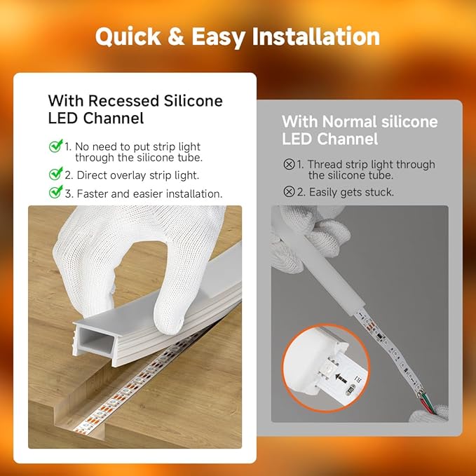 BTF-LIGHTING Silicone LED Channel System 49.2Ft Flexible Milky White Cover DIY Spotless Tube for ≤18mm Width LED Strip,Neon Rope Light Channel Diffuser, for Kitchen Cabinet, Room, Patio(No LED Strip)