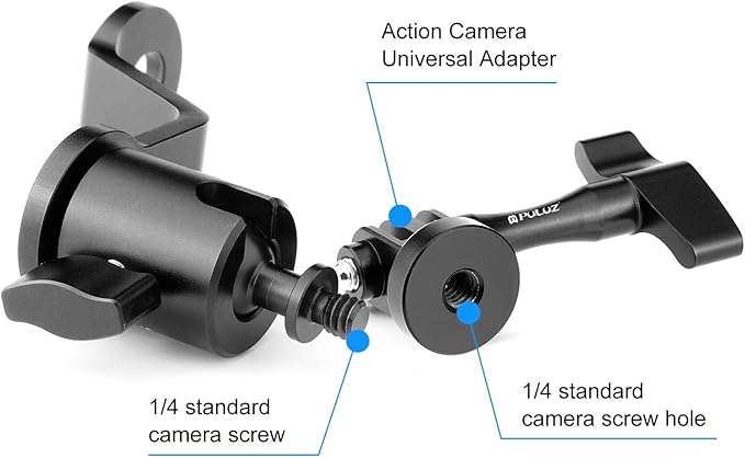 PULUZ Aluminum Motorcycle Rearview Mirror Mount Bracket Holder Compatible with Gopro Hero 13/12/11/10/9/8, DJI Osmo and Insta360 Action Cameras