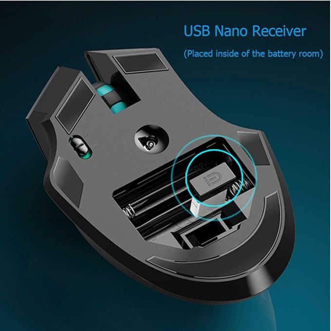 Granvela Noiseless Wireless Mouse,Forter i720 Ergonomic Silent Mouse for Gaming and General Use - 2 Side Buttons - Black