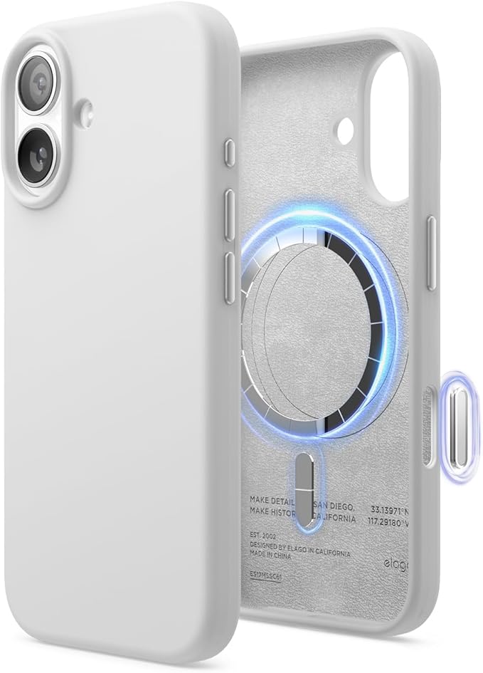 elago Compatible with iPhone 17 Case, Premium Magnetic Silicone Case, Compatible with MagSafe, Liquid Silicone Material, Protective Cover, Shockproof, Slim Phone, 6.3 inch (White)
