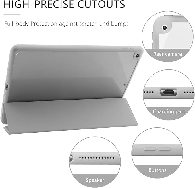 JOYLAND Cool Black Ribbon Bowknot Case for iPad Air 13-inch (M3) 2025/ (M2) 2024, Clear Acrylic Hard Back Grey Case with Pencil Holder Trifold Stand Tablet Cover for Girls Women