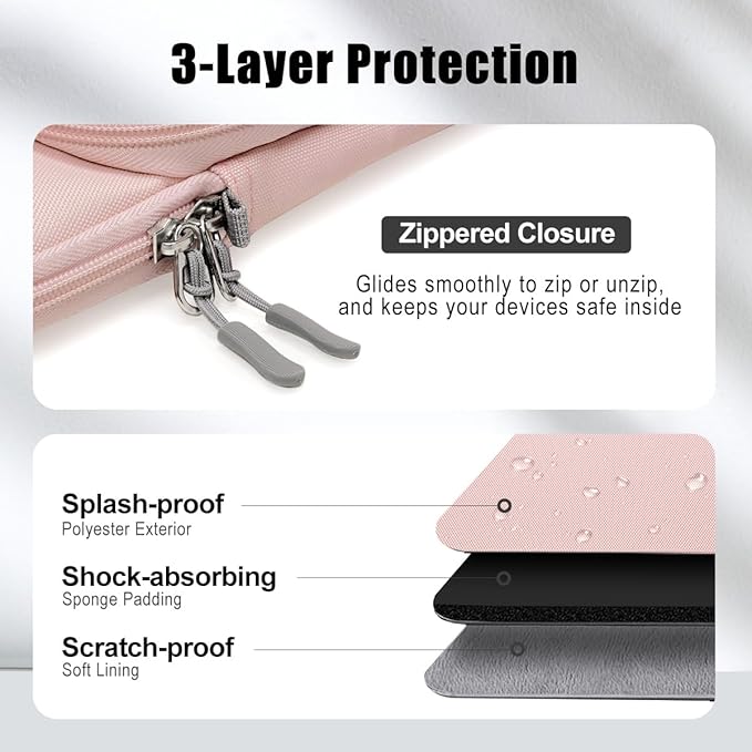 TiMOVO 13 Inch Tablet Sleeve with Shoulder Strap for iPad Air 13", iPad Pro 13"/ 12.9", Galaxy Tab S10 Plus/S10 FE+/FE Plus 12.4", Remarkable Paper Pro 11.8", Blush