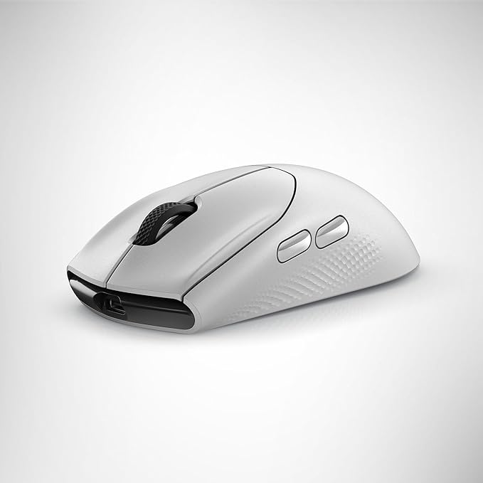 Alienware AW720M Tri-Mode Wireless Gaming Mouse - 2.4GHz Wireless, Bluetooth 5.1, 26,000 DPI, 8-Fully Programmable Buttons, Magnetic Snap Charging Adapter USB-A to USB-C Cable - Lunar Light