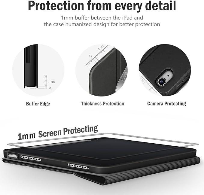 Antbox for iPad Air 13 Inch Case 2026 M4 /2025 M3 /2024 M2, Built-in Pencil Holder, Fully Supports Pencil Pro and Pencil (USB-C), Auto Sleep/Wake Function PU Leather iPad Air 13'' Cover (Black)
