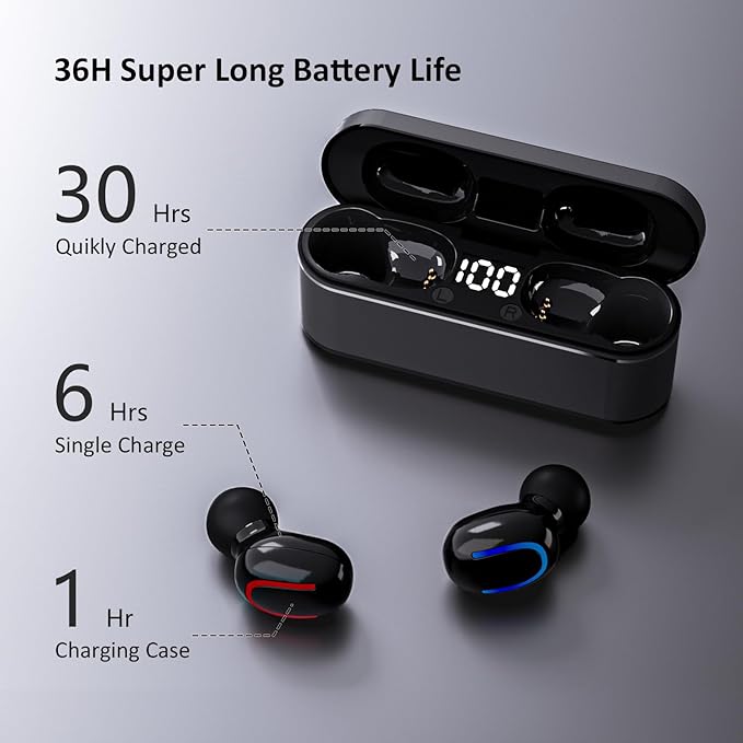 Wireless Earbuds Bluetooth 5.4, in Ear Lightweight Ear Buds with HiFi Stereo Sound & Deep Bass, Noise Cancelling Built-in Mics, 36H Playtime, IPX7 Waterproof Headphones for Sports, Android & iOS