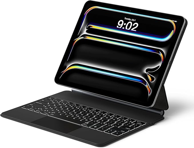 runelk Keyboard Case for iPad Pro 13-inch (M4 2024 / M5 2025), Magic-Style Magnetic Keyboard Case with Multi-Touch Trackpad, Floating Cantilever Stand Compatible with iPad Pro 13 - Charcoal Black