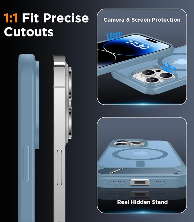 Magnetic Compatible with iPhone 14 Pro Max Case, [Built-in Invisible Kickstand][Compatible with MagSafe] [Military Grade Shockproof] Slim Translucent Matte Phone Case for iPhone 14 Pro Max 6.7"
