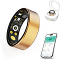Smart Ring for Men & Women, Fitness and Health Tracker with Sleep Monitoring, Steps Counting, Daily Wellness Insights, IP68 Waterproof, No Subscription, Compatible with App (Gold, 9)