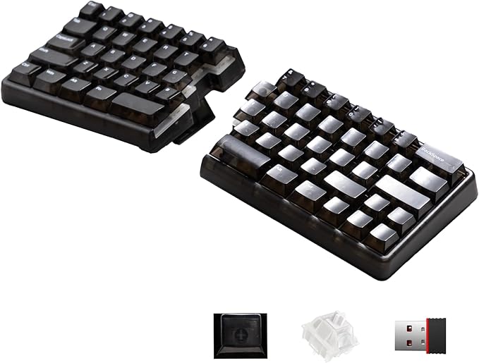 Lite Wireless Split Keyboard Mechanical - Linear Switches, RGB, Foam, Hot Swappable, Compact 60% Layout, PBT Keycaps Programmable for Mac & Windows Black