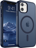SUPFINE Magnetic for iPhone 11 Phone Case (Compatible with MagSafe) (Military Grade Drop Protection) Translucent Matte Shockproof Phone Cover,Dark Blue