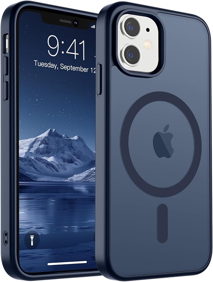 SUPFINE Magnetic for iPhone 11 Phone Case (Compatible with MagSafe) (Military Grade Drop Protection) Translucent Matte Shockproof Phone Cover,Dark Blue