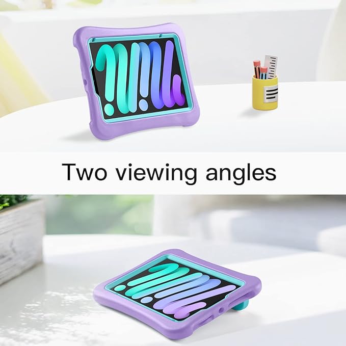 Kids Case for iPad Mini 7 (A17 Pro) 2024 /iPad Mini6 2021, Light Weight Heavy Duty/Shockproof/Drop Proof with Handle/Kickstand, Child Friendly Cover for iPad Mini 7th/6th Gen 8.3inch (Purple)