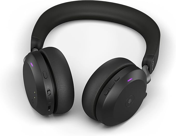 Jabra Evolve2 75 PC Wireless Headset with 8-Microphone Technology - Dual Foam Stereo Headphones with Advanced Active Noise Cancelling, USB-C Bluetooth Adapter and MS Teams-Compatibility - Black