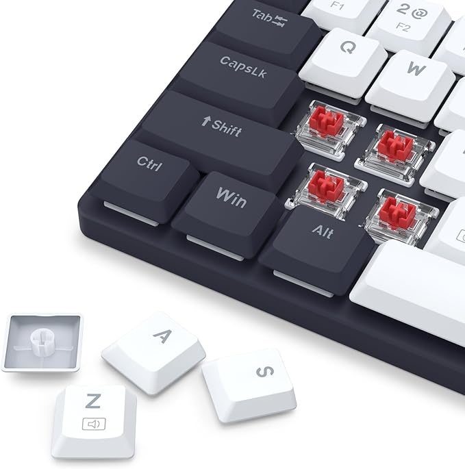 Redragon BS8773 Wireless Keyboard and Mouse Combo, 78 Keys 2.4Ghz Wireless Low-Profile Mechanical Red Switch Keyboard w/Slim Compact Design & Single Blue Backlit, Comfort Grip 2400 DPI Max Mouse