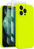 FireNova Designed for iPhone 15 Pro Max Case, Silicone Upgraded [Camera Protection] Phone Case, Soft Anti-Scratch Microfiber Lining Inside, 6.7 inch, Fluorescent Green