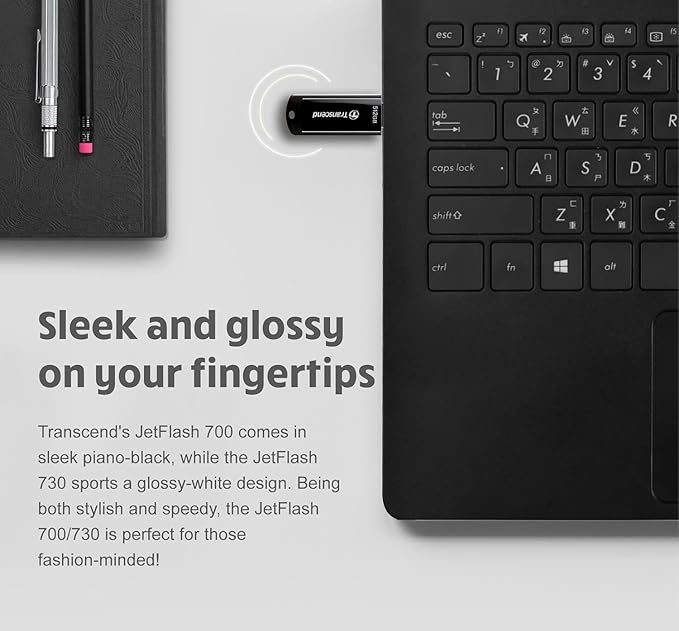 Transcend 512GB JF700 USB Flash Drive, USB3.1 Gen1, Pen Drive, Black - TS512GJF700