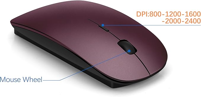 Wireless Keyboard and Mouse Ultra Slim Combo, TopMate 2.4G Silent Compact USB 2400DPI Mouse and Scissor Switch Keyboard Set with Cover, Batteries Included, for PC/Laptop/Windows/Mac - Wine Black